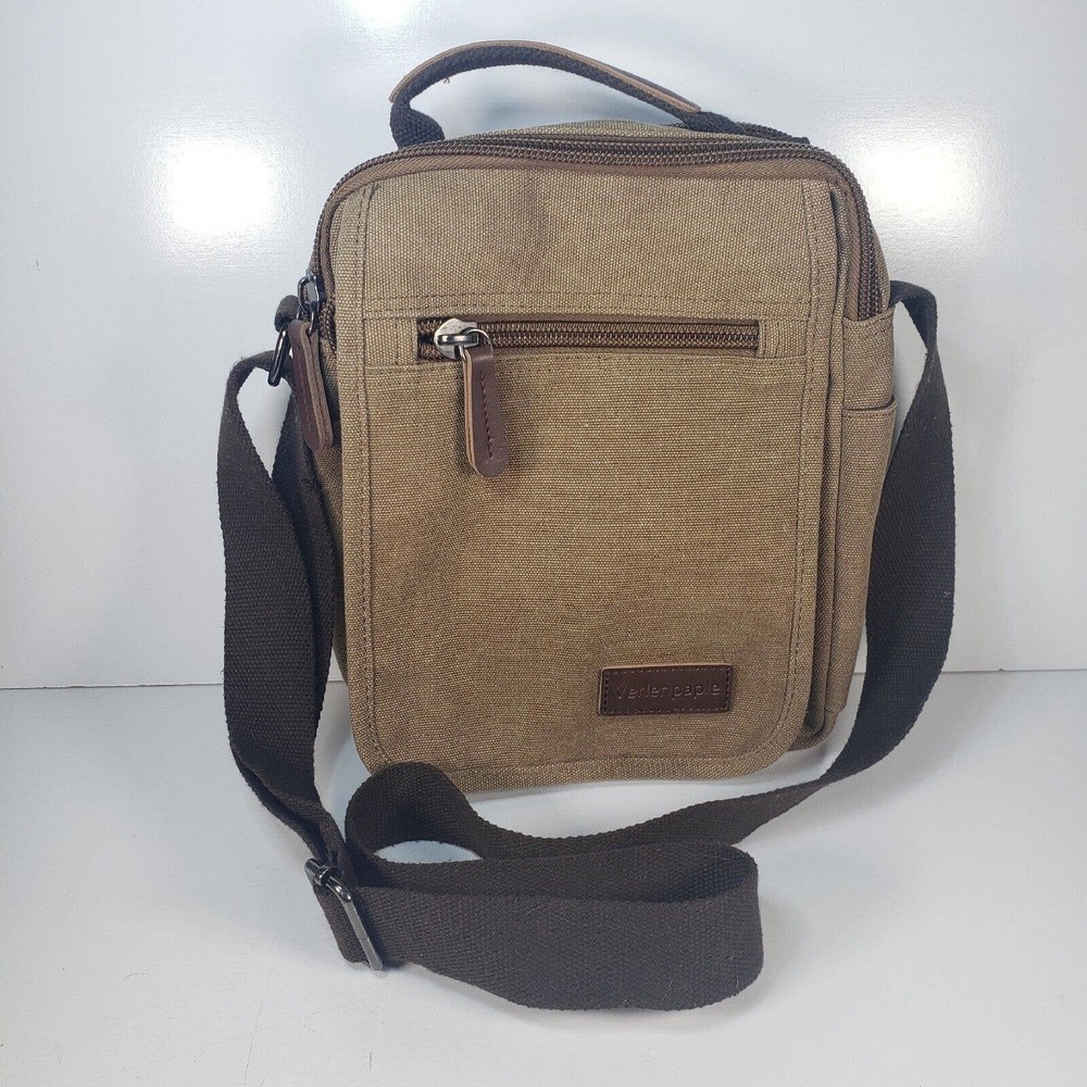 Verlenpaple Unisex Canvas Shoulder/Crossbody Bag Travel Sight See Multi-Pockets